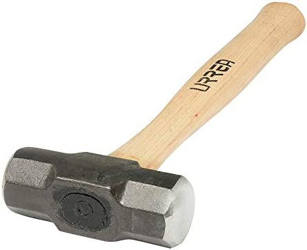 URREA Sledge Hammer – 3-Pound Steel Head Drilling Hammer with Forged Striking Head & Hickory Wood Handle – 1434EG