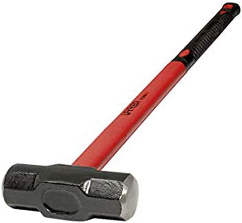 URREA Sledge Hammer – 8-Pound Steel Head Drilling Hammer with Forged Striking Head & Cushioned Fiberglass Handle – 1437GFV