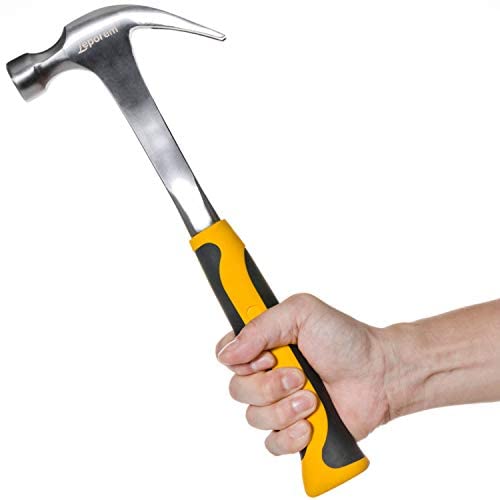 [Upgraded] 16 OZ Claw Hammer – One Piece Framing Hammer with Smooth Face, Unibody Steel Forged Structured Finishing Hammer with Non-Slip & Shock Reduction Handle for General Purpose, Comfortable Grip