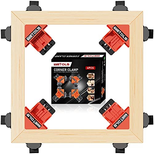 WETOLS Corner Clamps for Woodworking, 4pcs Fast Adjustable Quick Spring Loaded Woodworking Clamps, Fathers Day Gifts for Dad, Birthday Gifts for Men, Carpenter, Drilling, Cabinets, Photo Framing