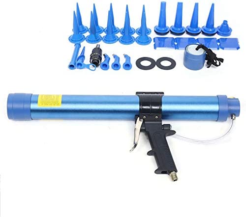 WINUS Pneumatic 600ml Straight Glass Glue Gun, Pneumatic Glue Gun Glass Glue Gun Caulking Gun with Adjustable Hard Glue 6bar