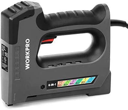 WORKPRO 6 in 1 Staple Gun, Electric Stapler Tacker, 110V Corded Brad Nailer for DIY Project of Woodworking