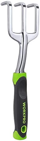 WORKPRO W153004 Garden and Flowerbed Hand Cultivator, Heavy Duty Cast-Aluminum Construction with Ergonomic and User-Friendly Non-Slip Design Handle (1 piece)