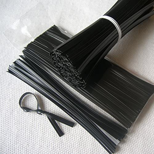 Weststone 100pcs 7″ (18cm) Plastic Black Twist Ties – Flat