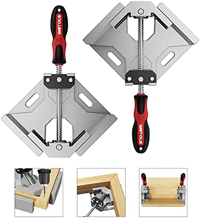 Woodworking Tools, WETOLS Corner Clamp 2pcs – 90 Degree Right Angle Clamp – Single Handle Corner Clamp with Adjustable Swing Jaw Aluminum Alloy, Photo Framing, Welding and Framing – WE706