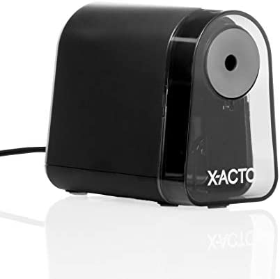X-ACTO Pencil Sharpener, Mighty Mite Electric Pencil Sharpener with Pencil Saver, SafeStart Motor, Small Pencil Sharpener Perfect for Teacher and Homeschooling Supplies, Black, 1 Count