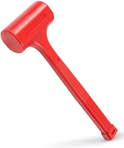 YIYITOOLS 2LB Dead Blow Hammer- Red, Mallet | Machinist Tools | Unibody Molded | Checkered Grip | Spark and Rebound Resistant