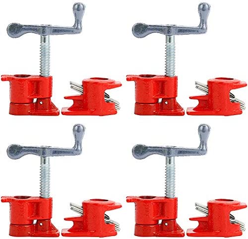 Yaetek (4 Pack) 3/4″ Wood Gluing Pipe Clamp Set Heavy Duty Woodworking Cast Iron Clamps