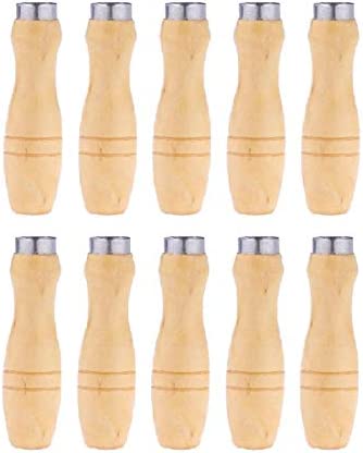 Yardwe 10PCS 4 Inch Wooden File Handle with Strong Metal Collars for File Cutting Tool Craft
