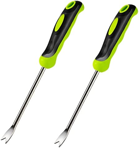 Ysglory Weed Puller Tool Dandelion Weeder Tool Gardening Hand Weeder Tools with Ergonomic Handle Stainless Steel Weeding Fork for Garden Yard Weed Removel (2 Pieces)