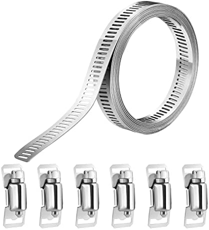 hannger Hose Clamps, 304 Stainless Steel Worm Gear pipe clamps 1/2″ 8.2ft Large Hose Pipe Tube Band Clamp Clips & 6PCS Screw Clamp for Fuel/Radiator/Automotive & Mechanical Plumbing