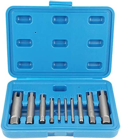 10Pcs Screw Tap Extractor Set , 3 ,4 Flute Broken Head Screw Remover , Stripped Screw Tap Extractor Set , High Speed Steel Extractor Tap Drill Set for Industrial Screw Bolt Removal Home Repair Work
