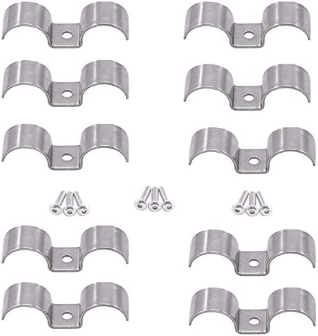 14mm (9/16inch) Stainless Steel Double Line Clamps Kit with Hexagon Socket Screws M5x12 Silver Tone (10Set)