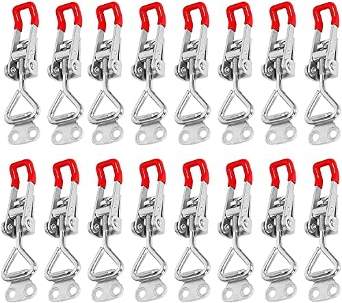 16 Pack Toggle Latch Clamp 4001 Adjustable Toggle Clamp 360lbs Holding Capacity Heavy Duty Toggle Latch Hasp Clamp For Door, Box Case Trunk, Smoker Lid Jig, Quick Release Pull Latch