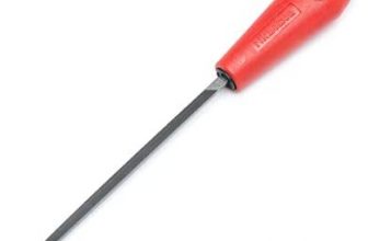 Crescent Nicholson 6" Triangle Single Cut Extra Slim Taper File with Red Handle - 21736N