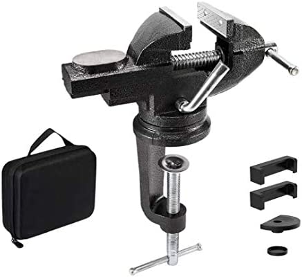 Vise Universal Rotate 360° Work Bench Clamps-on Vise Table Vise (black 3”)
