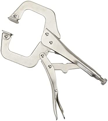 hynade 11 Inch C-Clamps,Heavy Duty Swivel Pad Face Clamp,Locking Pliers for Welding,Woodworking (C-Clamp-Silver)