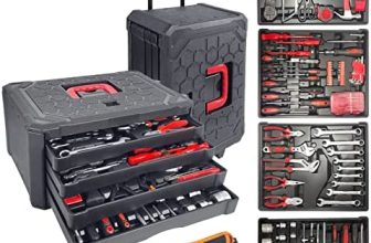 188-Piece Home Repair Tool Kit, General Household Tool Kit, Toolbox Storage Case with Drawer, Tool Set with Wheels, Four-Layer Tool Kit, Tool Set for Men, Gift on Father's Day