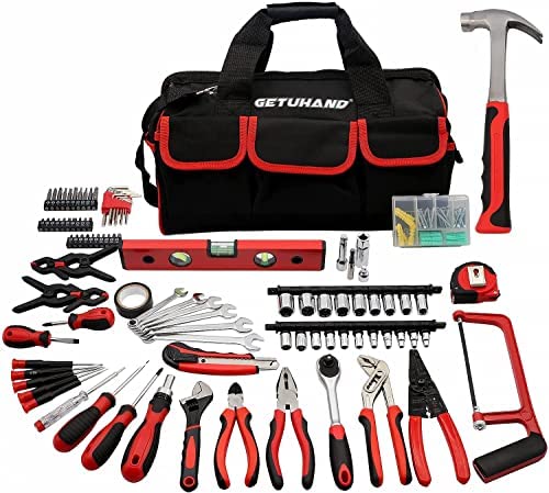 188-Piece Household Tool Kit – GETUHAND General Home/Auto Repair Hand Tool Set, Multi Tool Set with Large Mouth Opening Tool Bag with 15 Pockets
