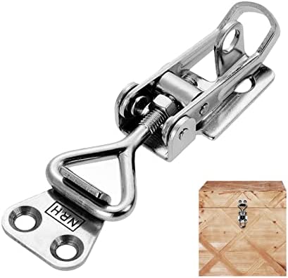 1PC Adjustable Toggle Clamp Has, Stainless Steel Spring Loaded Toggle Case Box Chest Trunk Latch Catches Hasp, Hole Diameter: 5MM/0.20″, 5608A