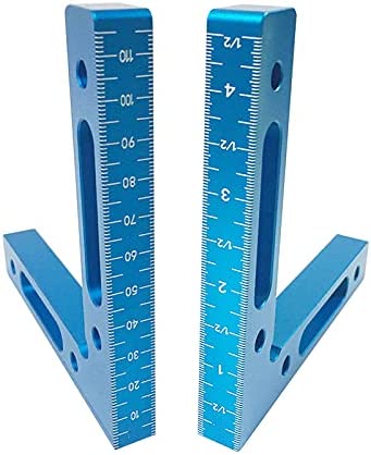 2 Pack 90 Degree 4.7″ x 4.7″ Positioning Squares, 90° L-Type Corner Clamp, Aluminium Alloy Corner Clamping Square, Right Angle Clamps Straight Angle Tweezers Woodworking Carpenter Tool (Blue)