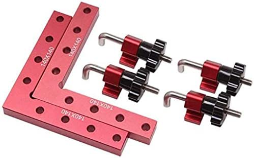 2 Pieces 90 Degree Positioning Squares (14cm) with 4 Clamps, Aluminum Alloy Woodworking Carpenter Tool, Right Angle Clamps for Picture Frame Box Cabinets Drawers