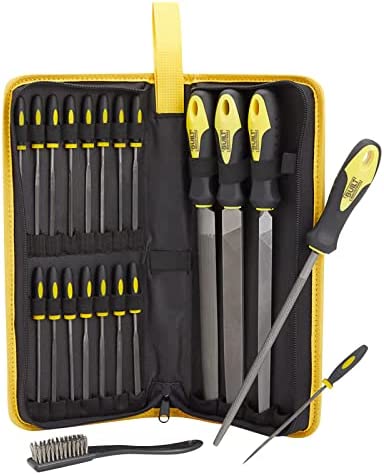 21-Piece Steel Metal File Set with Carrying Case, High Carbon Hand Tools for Woodworking and Metalworking