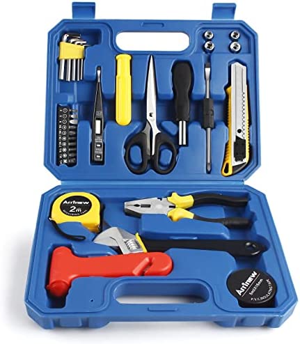 31-Piece Small Tool Kit for Home, Arrinew Basic Household Repair Tool Set with Tool Boxes, Portable House Mini Tool Kit, Tool Box with Tools Included for Beginners Starter Men Women Kids