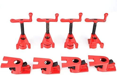 3/4″ Wood Gluing Pipe Clamp, 4 Pack Quick Release Wood Working Bar Clamps Set Heavy Duty Cast Iron Workbench Pipe Clamp for Woodworking