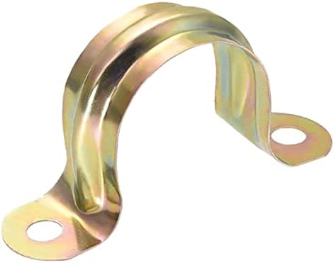3/4inch Rigid Pipe Clamp Pipe Strap Clamp 2 Holes U Bracket Tube Clip Galvanized Brass Tone (100 Pcs)