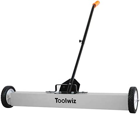 36” Heavy Duty Magnetic Sweeper with Wheels, 50 Lbs Capacity Rolling Magnetic Floor Sweeper with Release Handle 18/24/36 Inches