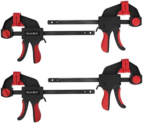 4 PCS, 6 inches Bar Clamps for Woodworking, Medium Duty 200lbs One-Handed Clamp Spreader, Quick-Clamp F Wood Clamps Set for Hand Wood Working Crafts Grip Gluing