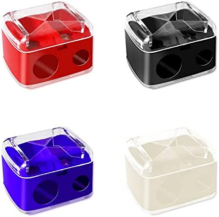 4 Pcs Makeup Pencil Sharpener, Dual Holes Eyeliner Sharpener with Cover Colored Eye Cosmetic Pencil Sharpener for Eyeliner Lipliner Pencils