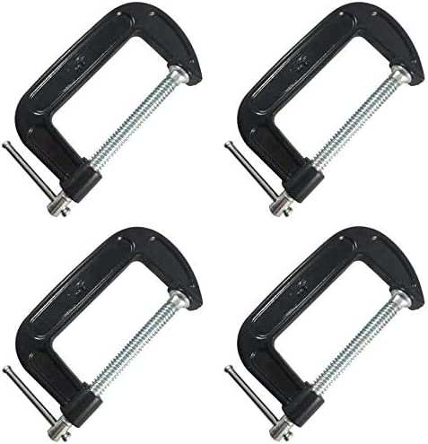 4 Piece 4 Inch C-Clamp Set – Industrial Strength, Quality Iron C Clamps for Woodworking, Welding, and Building by Blue Collar Tools