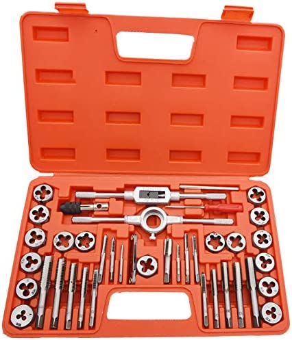 Orion Motor Tech SAE & Metric Tap and Die Set 80pcs | SAE Thread Types: NC, NF, NPT | Tap Die Set Metric SAE Standard for Cutting External and Internal Threads