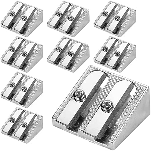 8 Pack Handheld Metal Pencil Sharpener with 2 Holes for Schools, Offices, Homes, Art Projects