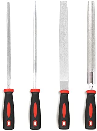 8inch Diamond Coated File Plastic Handle Hand Tools for Grinding on Glass, Stone, Marble, Rock, Bone (4 Pcs)