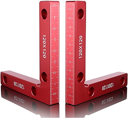 90 Degree Positioning Squares 4.7 Inch x 4.7 Inch Aluminium Alloy Corner Clamping Square Right Angle Clamps Woodworking Carpenter Tool-(2 Pack)