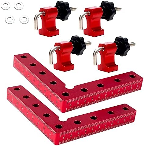 90 Degree Positioning Squares, Right Angle Clamps 4.7″ x 4.7″ Aluminium Alloy Corner Clamping Square for Woodworking Carpenter Tool for Picture Frame Box Cabinets Drawers (2 Set)