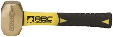 ABC Hammers ABC2BFS Brass Hammer with 8-Inch Fiberglass Handle, 2-Pound, Yellow
