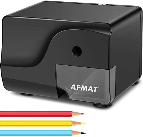 AFAMT Electric Pencil Sharpener, Colored Pencil Sharpener, Electric Pencil Sharpener Heavy Duty, No Eating Pencils, 3 Points Settings, Pencil Sharpener for 6-8mm/No. 2/Graphite/Colored Pencils, Black