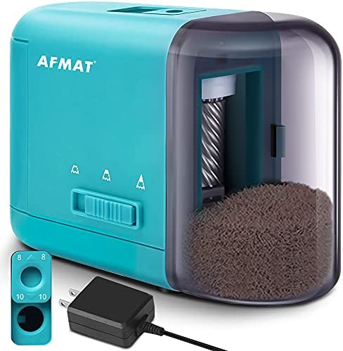 AFMAT Electric Pencil Sharpener – Portble Fast Pencil Sharpener for Kids – Dual Power Colored Pencil Sharpener (Plug in or Battery Operated), Ideal for #2 Pencils Colored Pencils, Gift