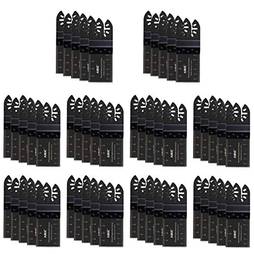 AIRIC 50pcs Oscillating Tool Blades for Wood, Plastic and Soft Metal Multi Tool Blades Quick Release Saw Blades, Compatible with DeWalt Power-Cable Wisetool Rockwell Black&Decker Fein, etc.