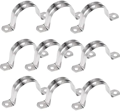 AKIHISA 10 Pcs 2 Holes U Tube Strap Clamp 304 Stainless Steel Rigid Pipe Strap Strap Clamp ID 1 4/7Inch(40mm)