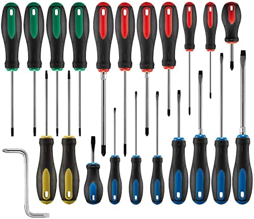 AMM Magnetic Screwdriver Set 22 PCS, Contains slotted, star, square, Philips and double-end heads, Necessary tools for home decoration ，Give the best tool gift