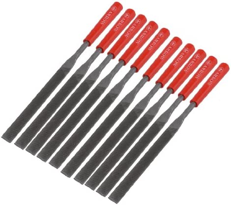 Aexit 10 Pcs Files & Rasps Jewelers 5mm Wide 180mm Long Flat Hand Files Set for Swiss Pattern Files Metal Stone