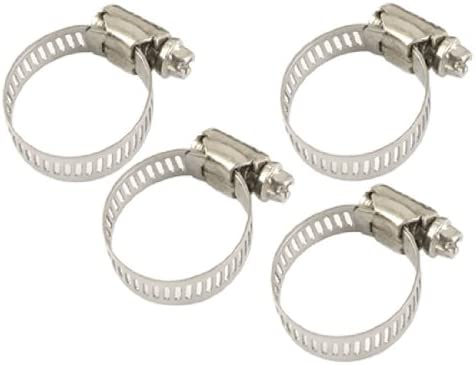 Aexit 4 Pcs Clamps Stainless Steel Band 18-32mm Worm Drive Hand-Screw Clamps Hose Clamp