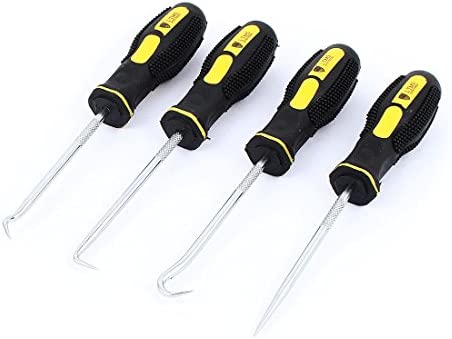 Aexit 4 in Hammers 1 Black Yellow Good Performance Plastic Grip Straight Right Angle Pick Hook Remover Removal Drywall Hammers Tool Set