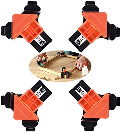 Angle Clamps, EDIONS 4PCS Right Angle Fixing Clip,Multi-function Woodworking Right Angle Clamp Adjustable Swing Corner Clip Fixer for Welding, Wood-Working, Drilling, Making Cabinets, Drawers