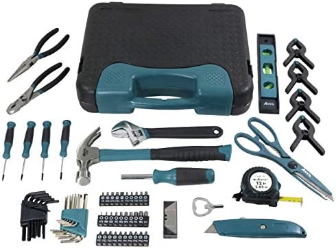 Anvil A76HOS 76 Piece Homeowner’s Tool Set w/ Scissors, Pliers, Hammer, Screwdrivers, and More (Bi-Fold Plastic Carrying Case Included)